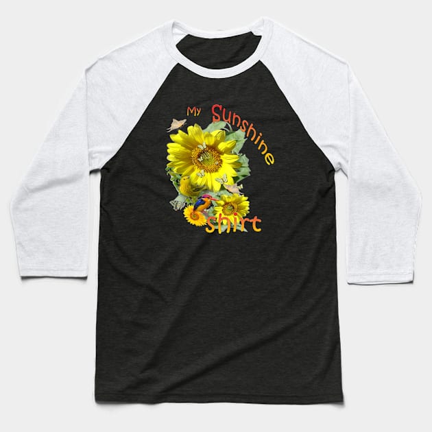 Sunflower feast Baseball T-Shirt by Just Kidding by Nadine May